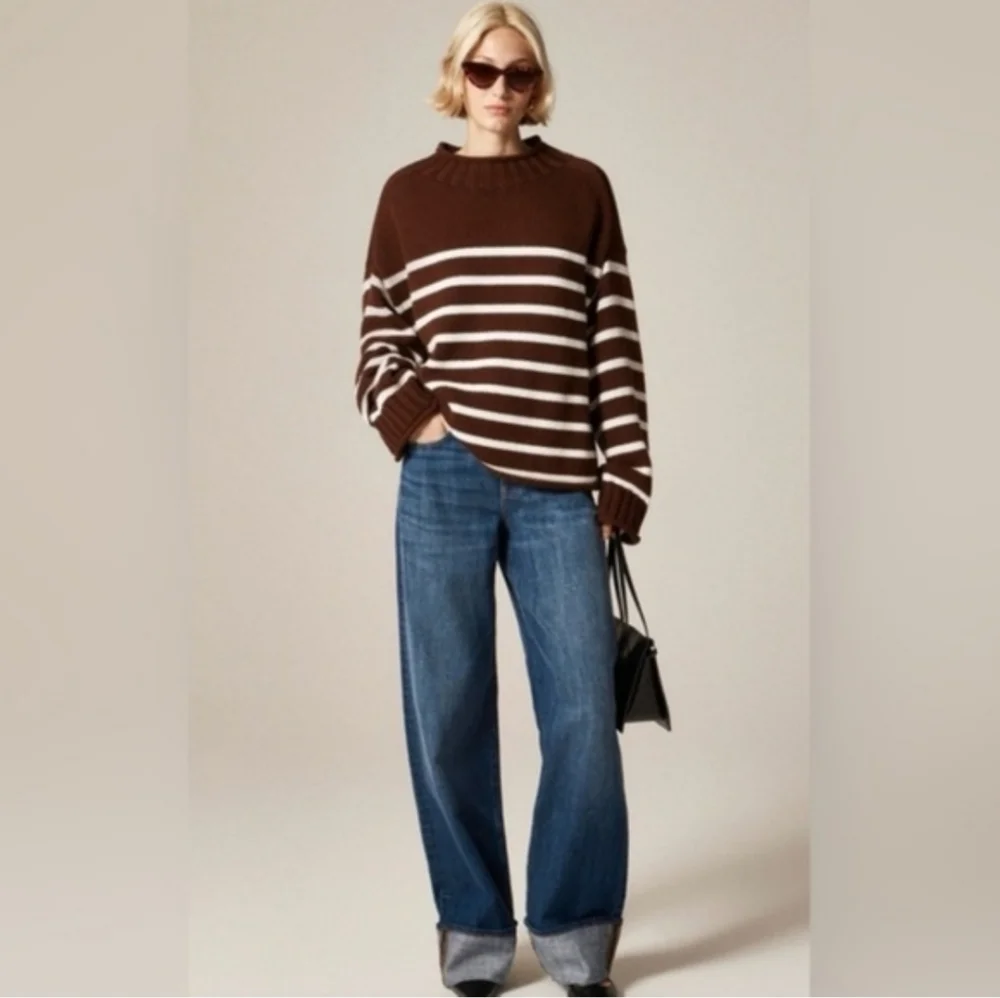NWT J.Crew Women's 2025 Rollneck™ sweater in stripe Sz S $225 Viral - Picture 4 of 6